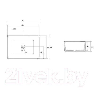 Умывальник Abber Rechteck AC2213MB