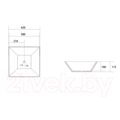 Умывальник Abber Rechteck AC2214