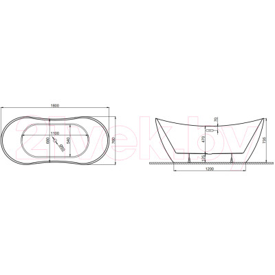 Ванна акриловая Polimat Abi 180x80 / 00039