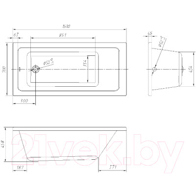 Ванна акриловая Ventospa Novaro 150x70