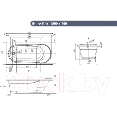 Ванна акриловая Ventospa Aqua 150x70