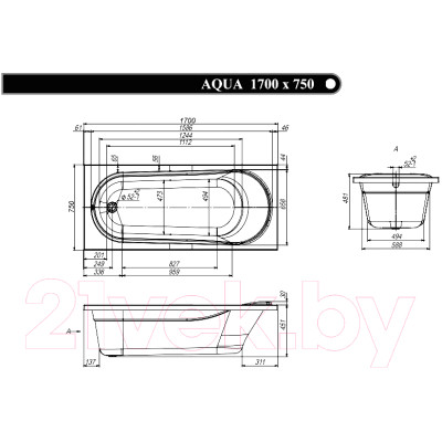 Ванна акриловая Ventospa Aqua 170x75