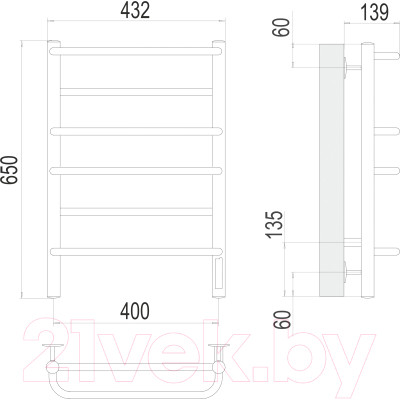 Полотенцесушитель электрический Terminus Евромикс П6 400x650