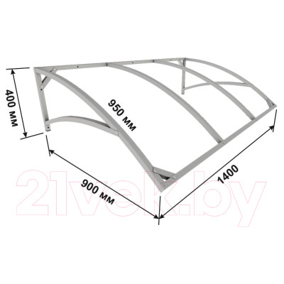 Каркас козырька ИМпласт Скат Цинк 1400х900