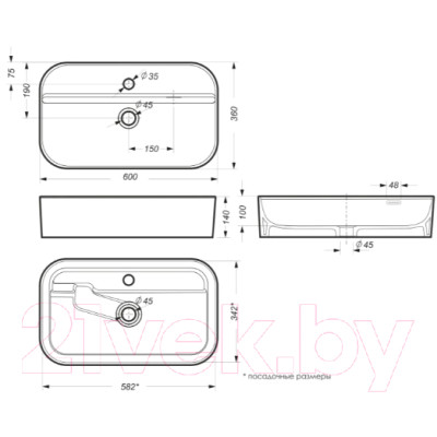 Умывальник Sanita Luxe Infinity SLF / WB.CT/Infinity/60-C.Shelf/WHT