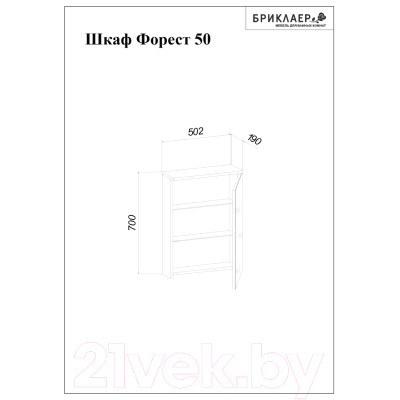 Шкаф с зеркалом для ванной Бриклаер Форест 50