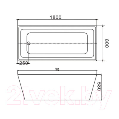 Ванна акриловая Grossman GR-2021 Cristal 180x80