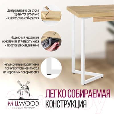 Обеденный стол Millwood Лофт Лондон 100-140x60x76