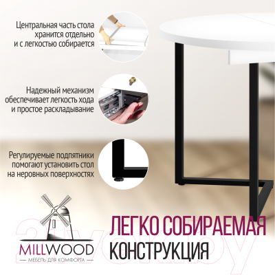 Обеденный стол Millwood Лондон D110 110-150x110x76