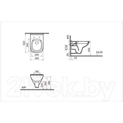 Унитаз подвесной VitrA S20 / 7508B003-0075