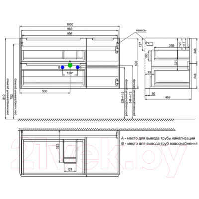 Тумба под умывальник IDDIS Edifice EDI10L0i95