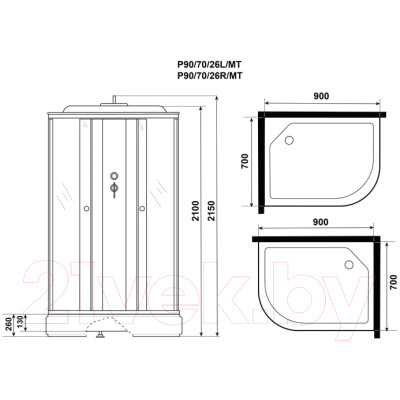 Душевая кабина Niagara Promo P90/70/26L/MT 90x70x215