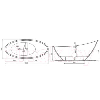 Ванна акриловая Polimat Zoe 180x80 / 00256