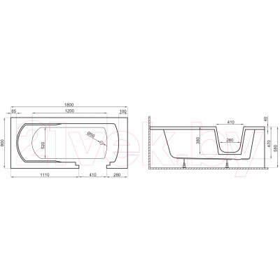 Ванна акриловая Polimat Avo 180x80 / 00014