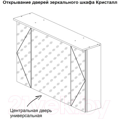 Шкаф с зеркалом для ванной Бриклаер Кристалл 95
