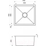 Мойка кухонная AKS Прямоугольная 47x45