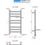 Полотенцесушитель водяной Ростела Квадро V 30 40x80/8 (1/2