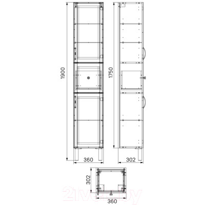 Шкаф-пенал для ванной IDDIS Oxford OXF36N0i97