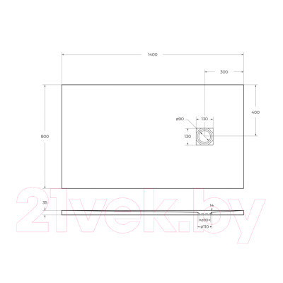 Душевой поддон BelBagno TRAY-MR-UNO-AH-140/80-35-W