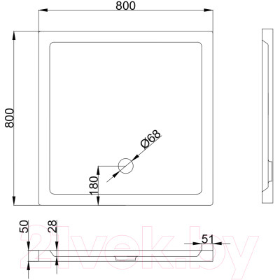 Душевой поддон Koba-SPA 80x80