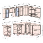 Кухонный гарнитур Интерлиния Тренд 1.7x2.4 правая