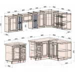 Кухонный гарнитур Интерлиния Мила Шато 1.5x2.7 правая