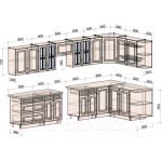 Кухонный гарнитур Интерлиния Мила Шато 1.7x3.6 правая