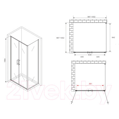 Душевой уголок Abber Sonnenstrand AG04100C-S100