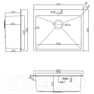 Мойка кухонная Arfeka Eco AR 60x50 + CL AR + DS AR