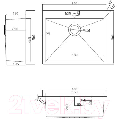 Мойка кухонная Arfeka Eco AR 60x50 + RM AR + DS AR