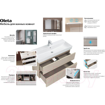 Шкаф с зеркалом для ванной Roca Oleta 60 / A857645806