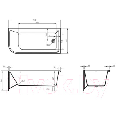 Ванна акриловая BelBagno BB712-1500-730-R