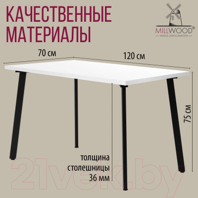 Обеденный стол Millwood Шанхай 120x70x75