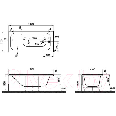 Ванна акриловая VitrA Optimum Neon 150x70 / 64560001000