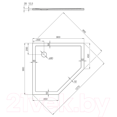 Душевой поддон Акватон Калифорния 90x90