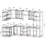 Кухонный гарнитур Интерлиния Мила 1.68x3.0 правая