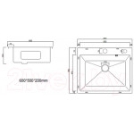 Мойка кухонная Arfeka Eco AR PVD Nano Decor 60x50