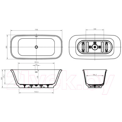 Ванна акриловая BelBagno Due BB702-1700-800-K