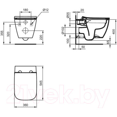 Унитаз подвесной Ideal Standard I.life B WW966066 + T500301 / T533001