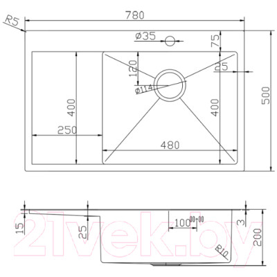 Мойка кухонная Mixline Pro 552919