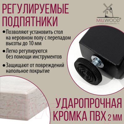 Обеденный стол Millwood Шанхай 100x100x75