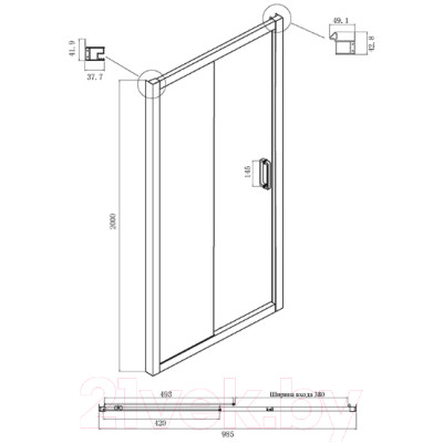 Душевой уголок Ambassador Forsa 100x110x200 / 17021216AB-110AB