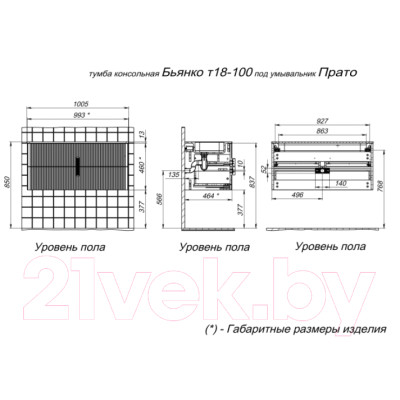 Тумба с умывальником Briz Бьянко 100 / 106 03-18100-16 00 БЕЛ