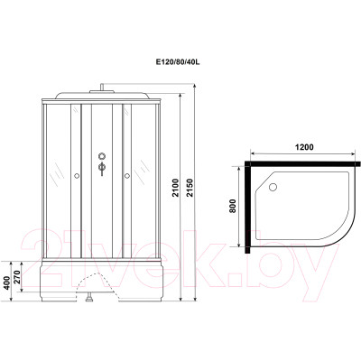 Душевая кабина Niagara Eco E120/80/40L/MT 120x80x215