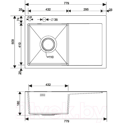 Мойка кухонная РМС MRK-7851BL-L