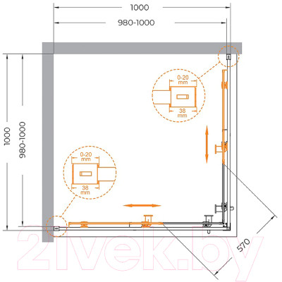 Душевой уголок Cezares RELAX-304-A-2-100-C-BORO