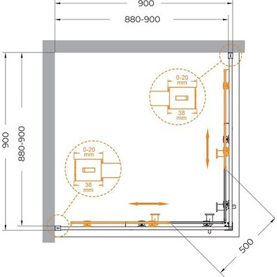 Душевой уголок Cezares RELAX-304-A-2-90-C-GM