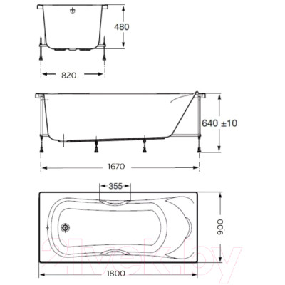 Ванна акриловая Roca BeCool 180x90 / ZRU9307685