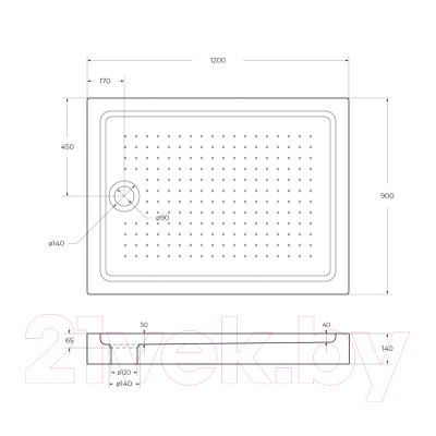 Душевой поддон BelBagno TRAY-BB-AH-120/90-15-W