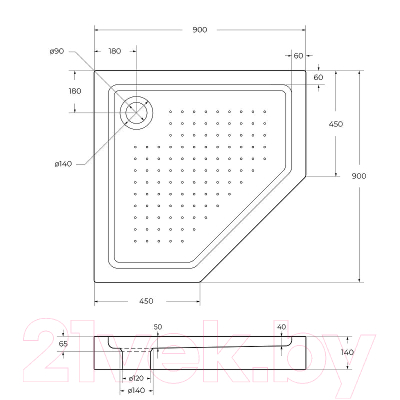 Душевой поддон BelBagno TRAY-BB-P-90-15-W